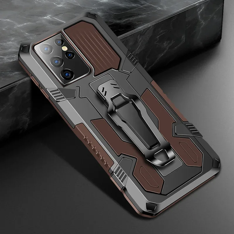 S25 S24 S22 Ultra 23 FE Belt Clip Case For Etui Samsung S23 Bumper Back Panel Coque Galaxy S21 Plus S 25 24 21 S20 Phone Cover