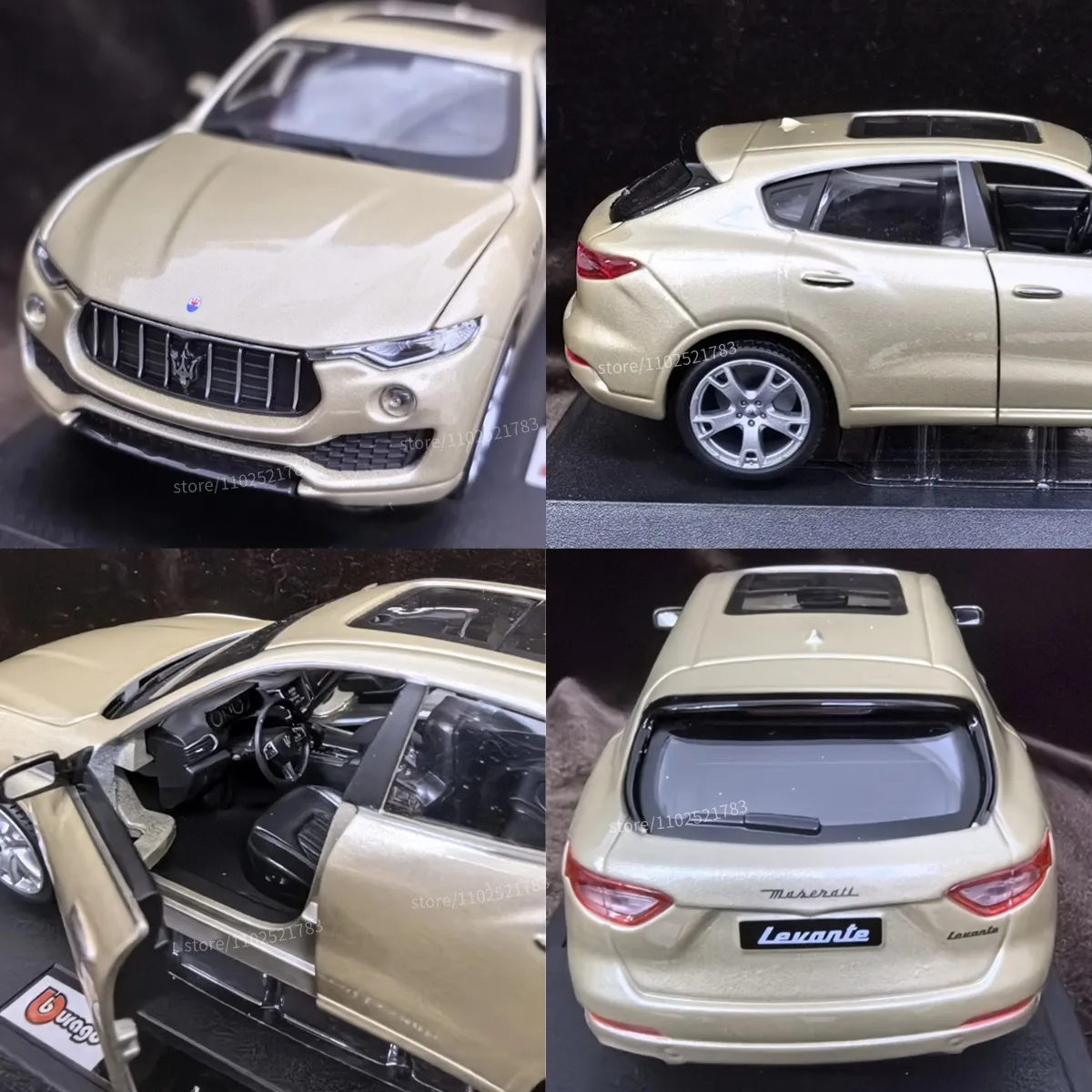 Modelo de coche Maserati Levante a escala 1:24 limitada de Bburago, réplica de figura en miniatura de vehículo de lujo, juguete de regalo de Navidad para niños