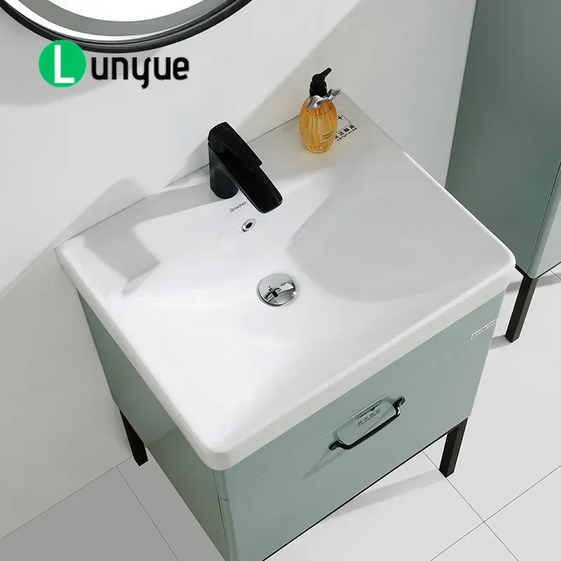 Simple Imported Rubber Wood Bathroom Side Cabinet Waterproof Moisture Proof Washstand Storage Furniture for Home Hotel