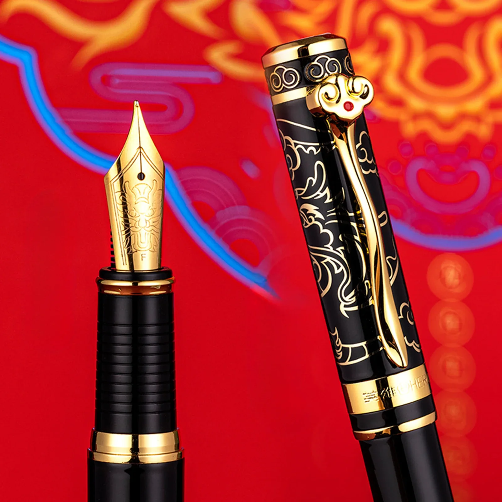 Hero fountain Pen 2024 Dragon Year Commemorative Pen for collection writing ink Pens Business friends Gift with box stationery