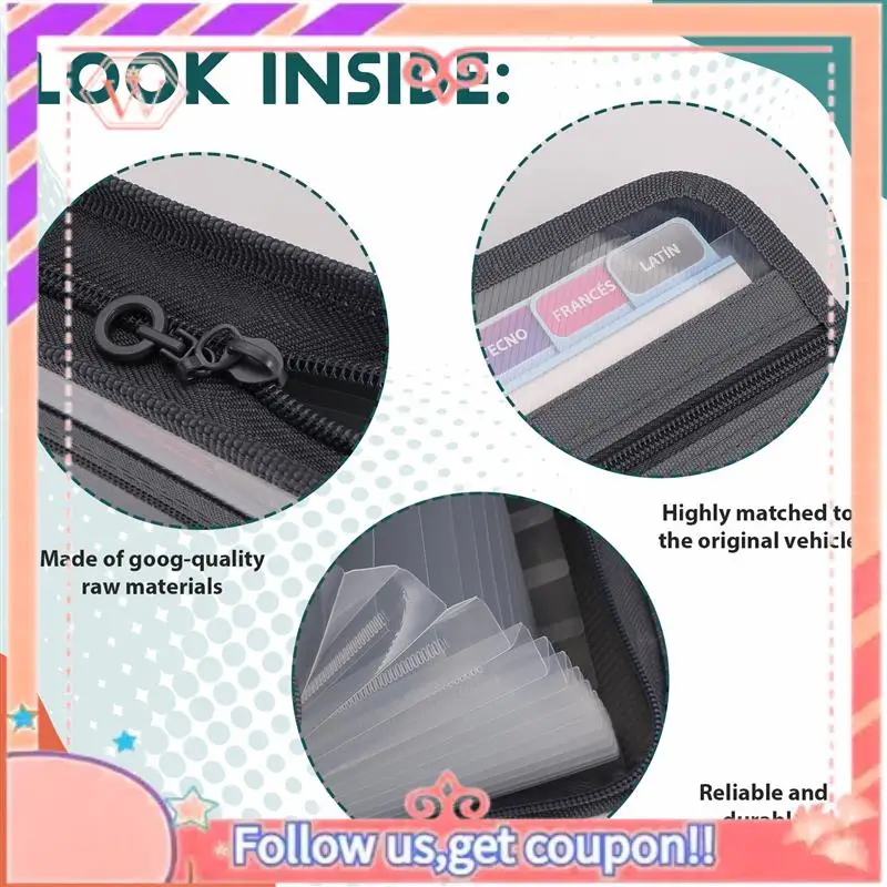 

Upgraded 13 Pocket File Folder Storage Rack,File Box Storage Bag,With Zipper, Suitable For A4 Paper, Banknotes,Document Receipt