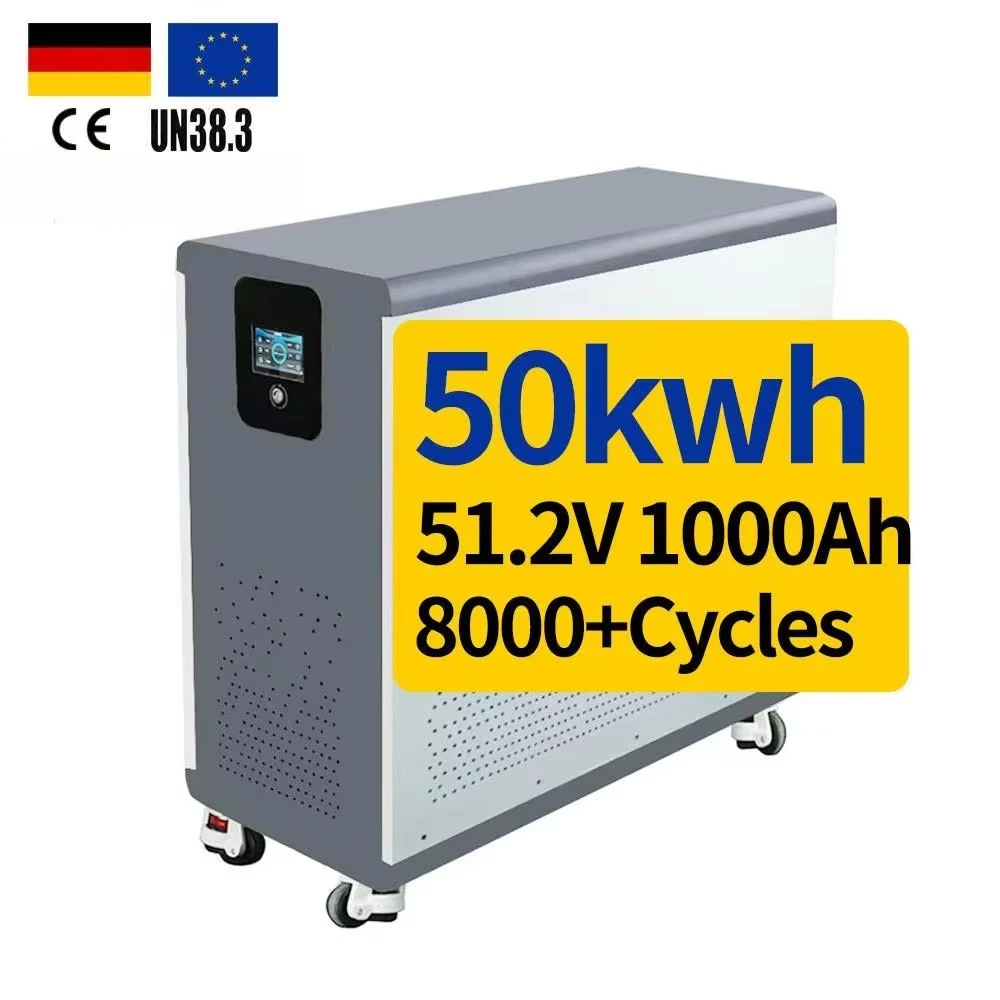 51.2V 1020Ah Lithium Iron Phosphate Stackable Energy Storage Battery with CAN Communication 50kWh LiFePO4 Home Solar System