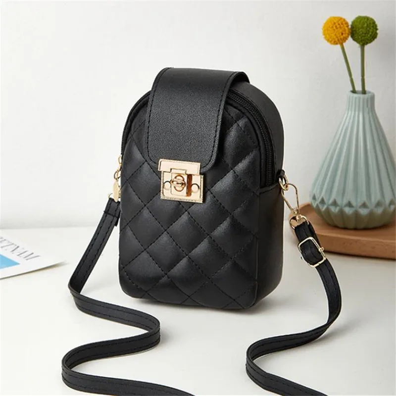 Fashion Mini Quilted Small Bag for Women, Crossbody Phone Bag with Lock Design,Lightweight Zipper Closure, Outdoor Sport Purse
