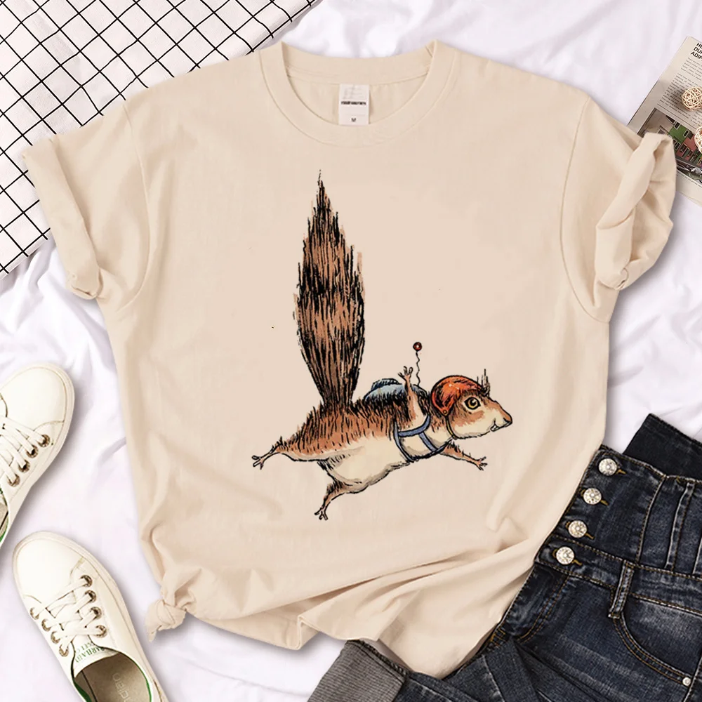 Wiewiórka t-shirt damski japoński top damski harajuku odzież