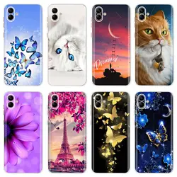 Back Cover For Samsung Galaxy A04 A04e Case 2022 Cute Cat Butterfly Soft TPU Phone Case For Samsung A04s Galaxy A 04 s A04e Bags