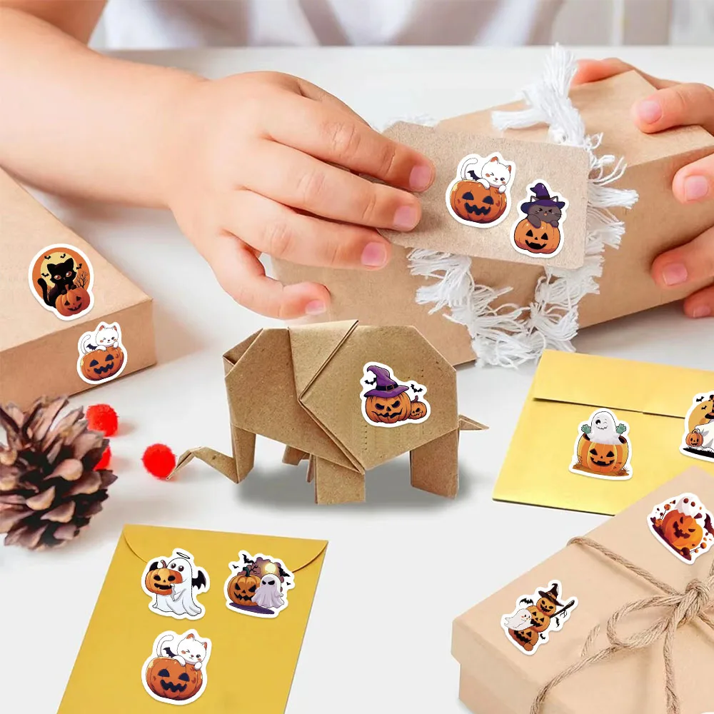 500PCS Cartoon Festival Halloween Nette Geist Kürbis Rolle Aufkleber Dekoration Skateboard Laptop Auto DIY Aufkleber Wasserdicht – Detail 13