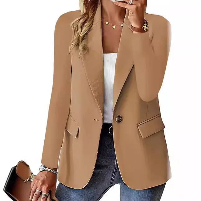 

Autumn Long Sleeve Solid Color Cardigan Blazer Women