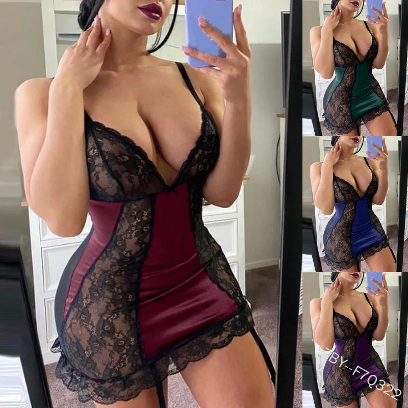 Hot Sale Ladies Sexy Plus Size Slim Night Dress Sleeveless Nighties Nightgown Nightdress Sexy Lace Sleepwear Nightwear For Women image 2
