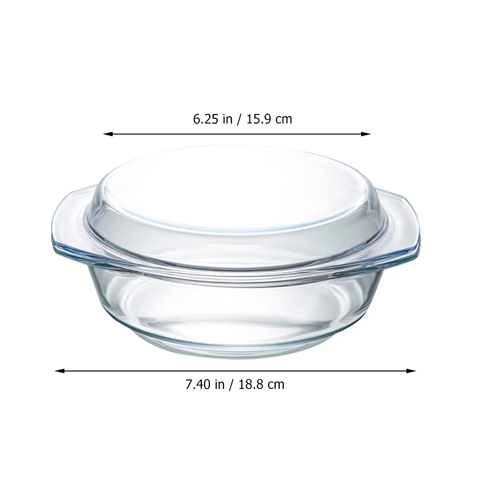 Tempered Glass Bowl Roasting Pan Oven Microwave Heating Glassware Round Tempering Heat-resistant Food Storage Pot Dining