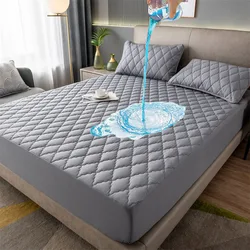 Waterproof Quilted Elastic Fitted Sheet Mattress Protector Couple Double Bed Euro Queen Bed Linen Breathable Mattress Pad Cover