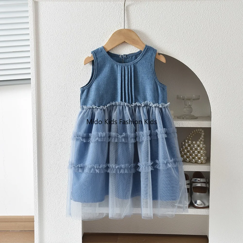 new-summer-toddler-2-7y-girls-fashion-sleeveless-faux-denim-tulle-princess-dress-for-100-140cm