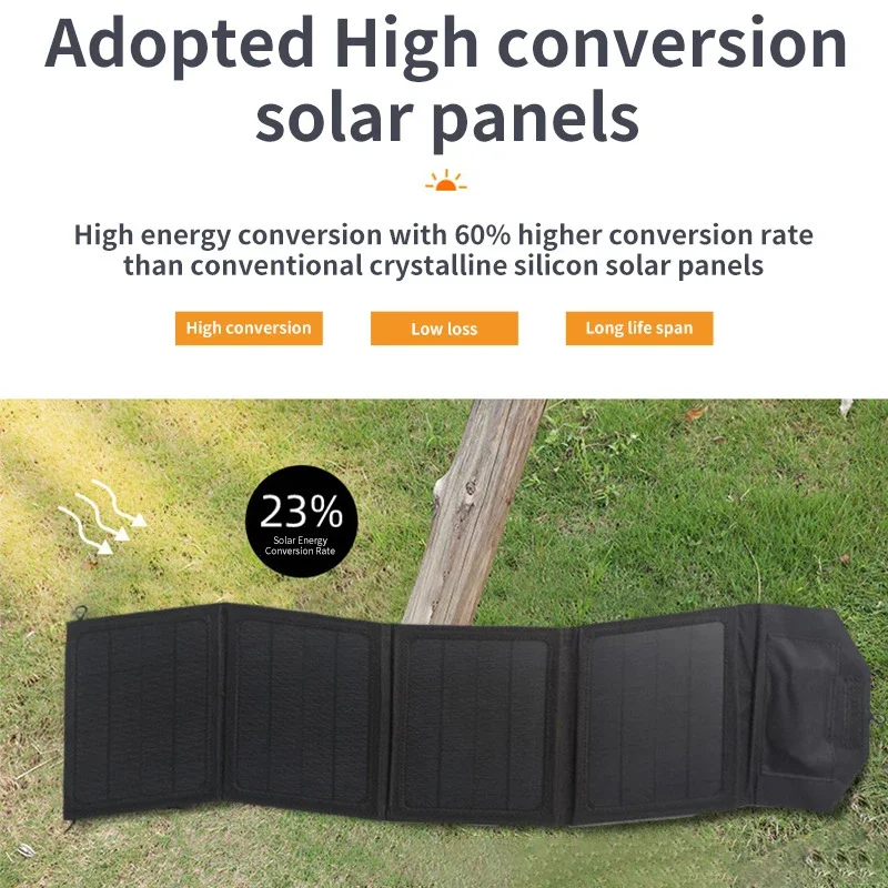 

24W 18V Solar Folding Bag Portable Charging Board Outdoor Mobile Power Supply Solar Photovoltaic Panel USB Waterproof Dustproof