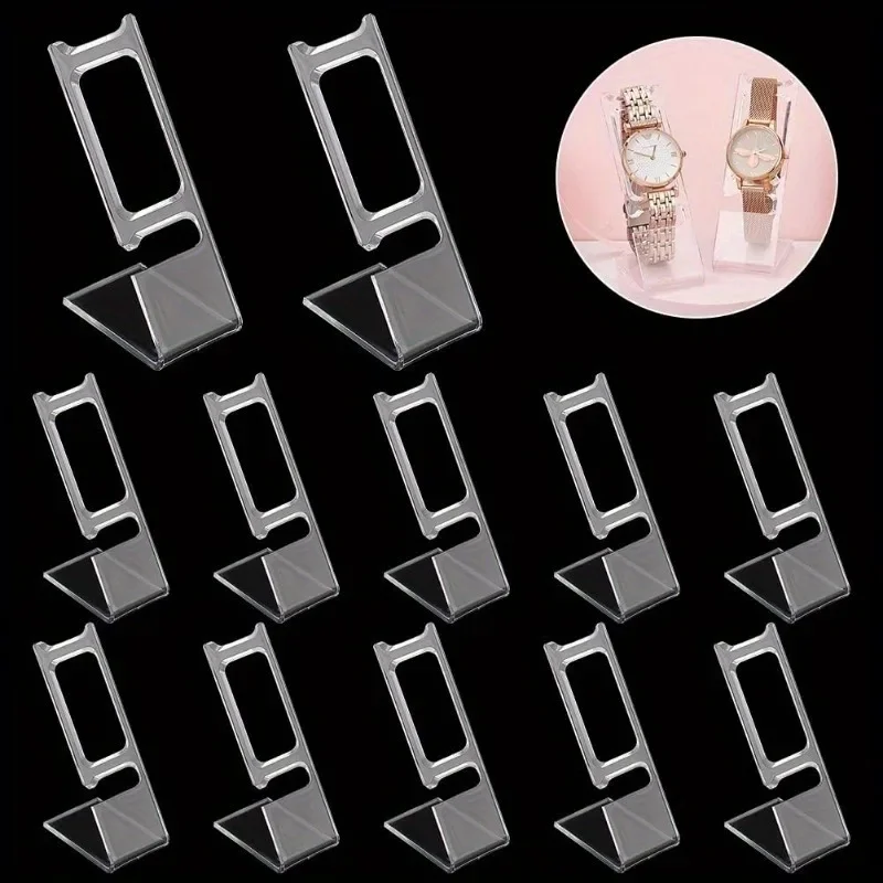 50pcs Transparent Watch Display Stand L Shape Clear Watch/Bracelet/Jewelry Display Racks Organizer Watch Holders Jewelry Towers