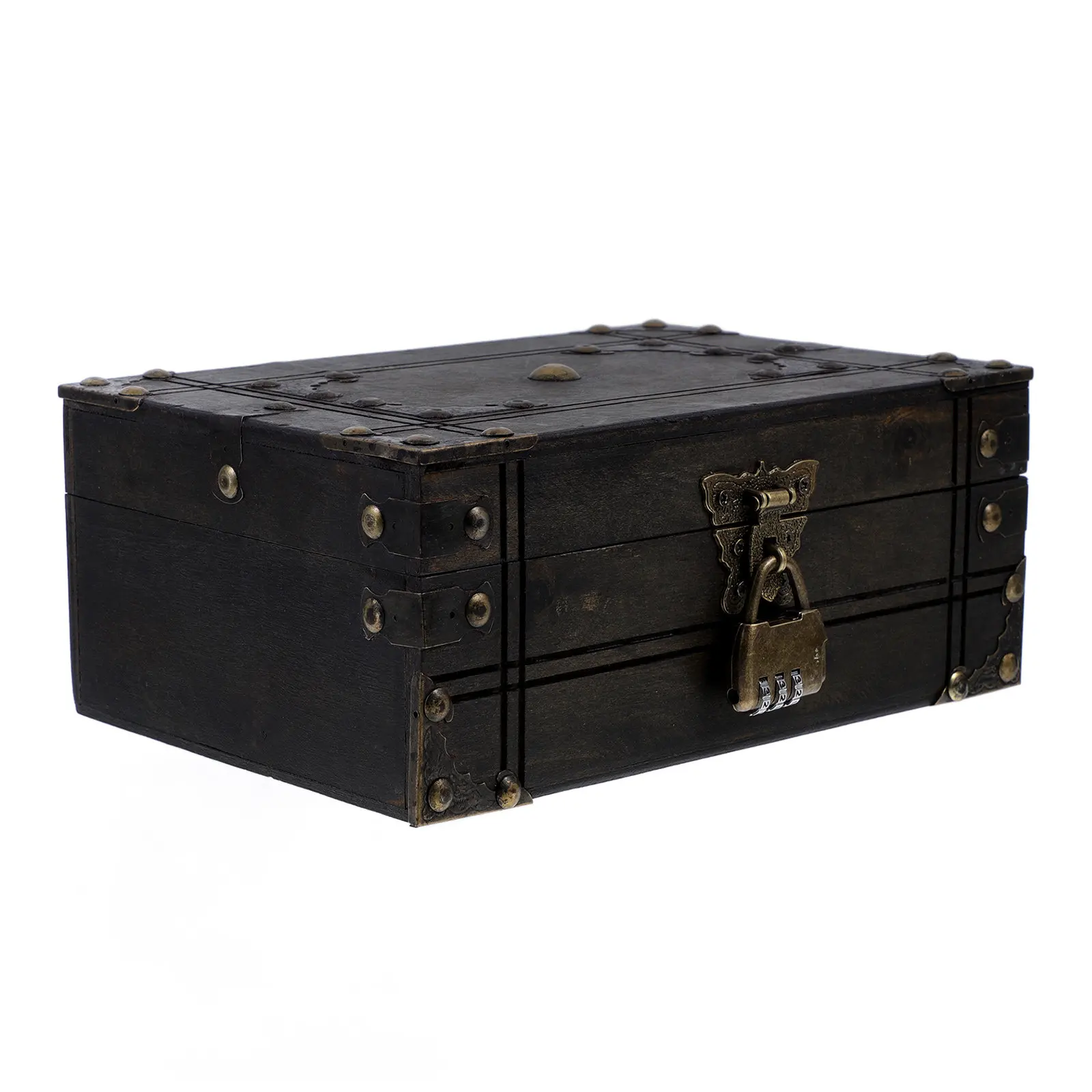 Vintage Jewelry Case Retro Storage Box Small Wooden Keepsake Treasure Organizer Multipurpose Trinket Storage Chest view 3