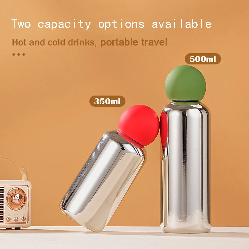 350/500ml Thermos Cup For Children,Double-layer Stainless Steel Electroplate Vacuum Flasks,Portable Sports Student Water Bottle
