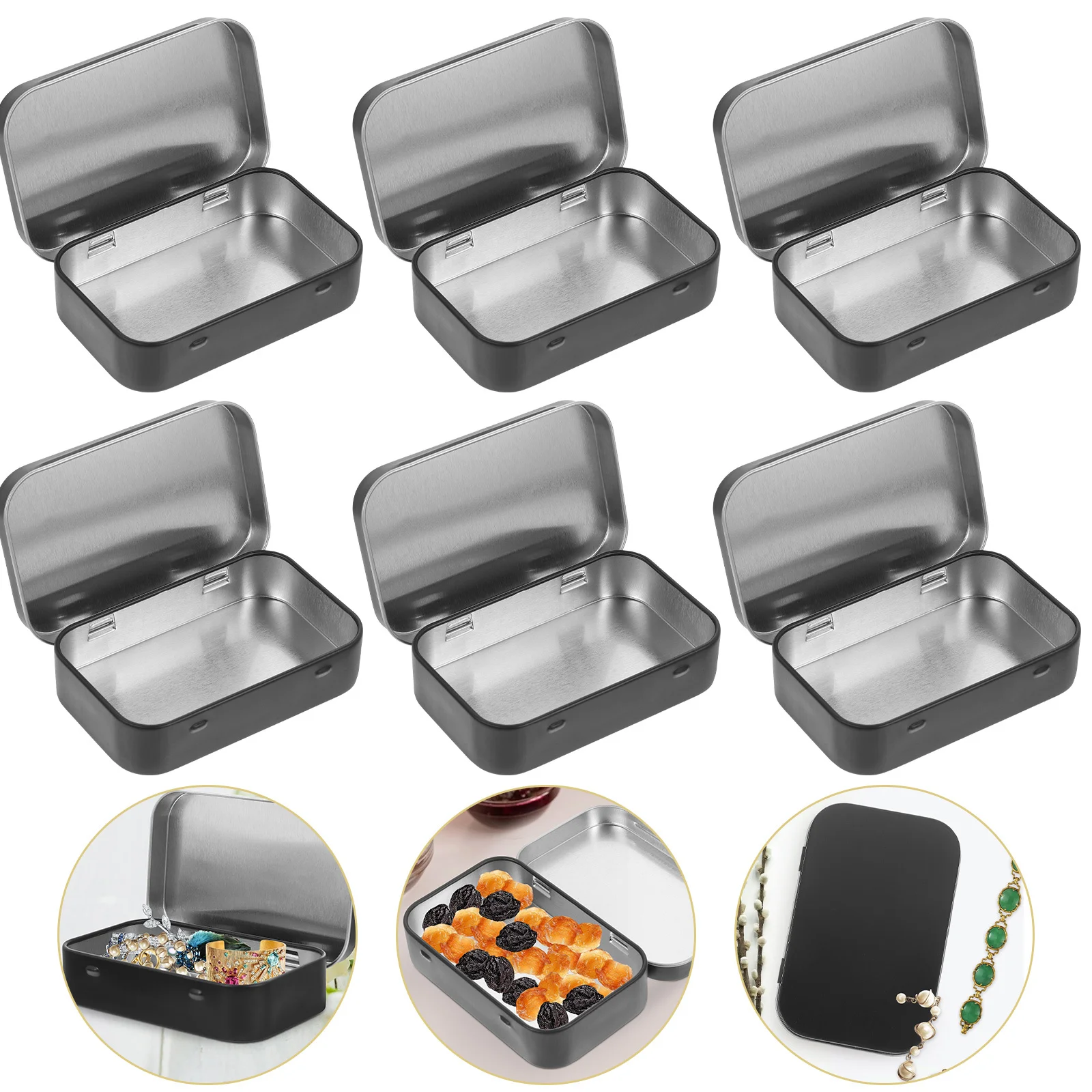 

6Pcs Delicate Tinplate Box Small Tins with Lids Sturdy Colorfast Perfect for Earrings Rings Snacks Candies Tin Box with Lid