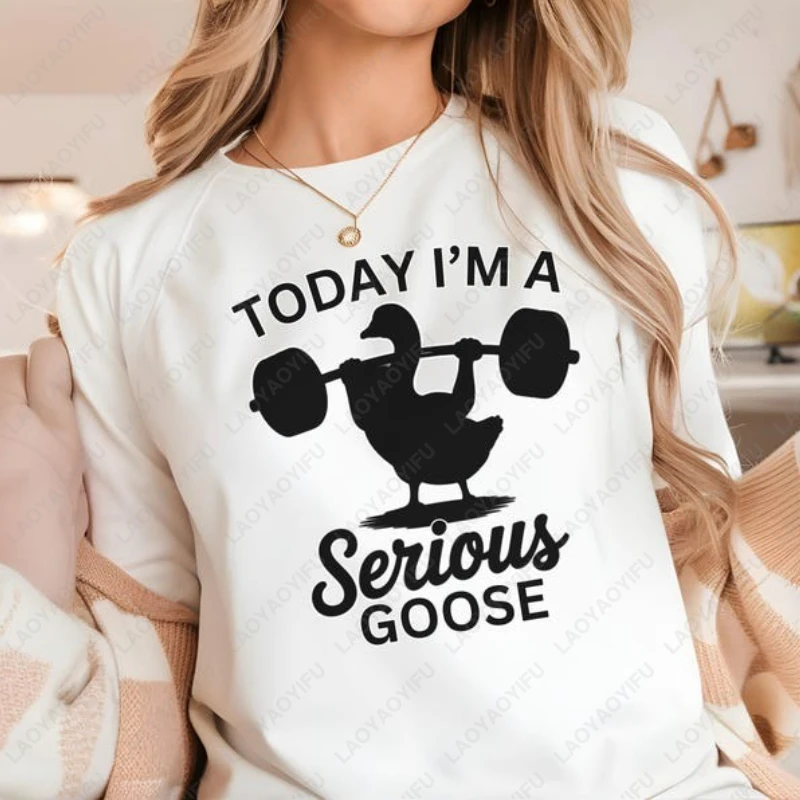 I'm A Serious Silly Goose Funny Fall Gym Shirt Trendy Weight Lifting Aunt Bestie TShirt Gift Humor Novelty Men Women Cotton Tops