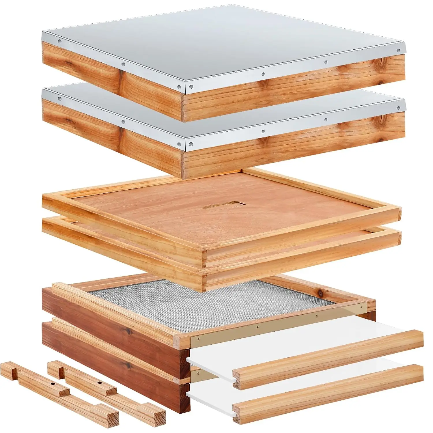 2 Set Beehive Parts Kit 10 Frame Bee Hive Contains Telescoping Top Cover Inner Cover Hive Screened Bottom Board Entrance Reducer