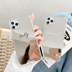 Custom Name Protective Mirror iPhone Case DIY Custom Soft TPU cover for iPhone 15 14 13 12 Pro 11 7 8 X XS Max XR Phone Cover