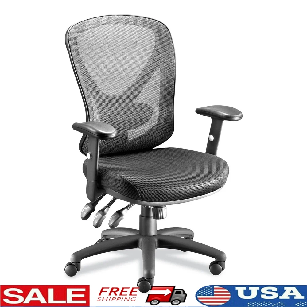 

Многофункциональное регулируемое рабочее кресло с поясничной опорой и мягкими подлокотниками для офисного использования, поддерживает до 275 фунтов.