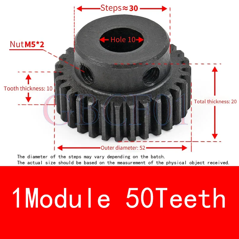 Gear with Hub 1M Module Spur Gear 30-120 Teeth Spur Gear Single-Stage Transmission Gear 30/32/35/36/38/40/42/45/50/55/60/70-120T