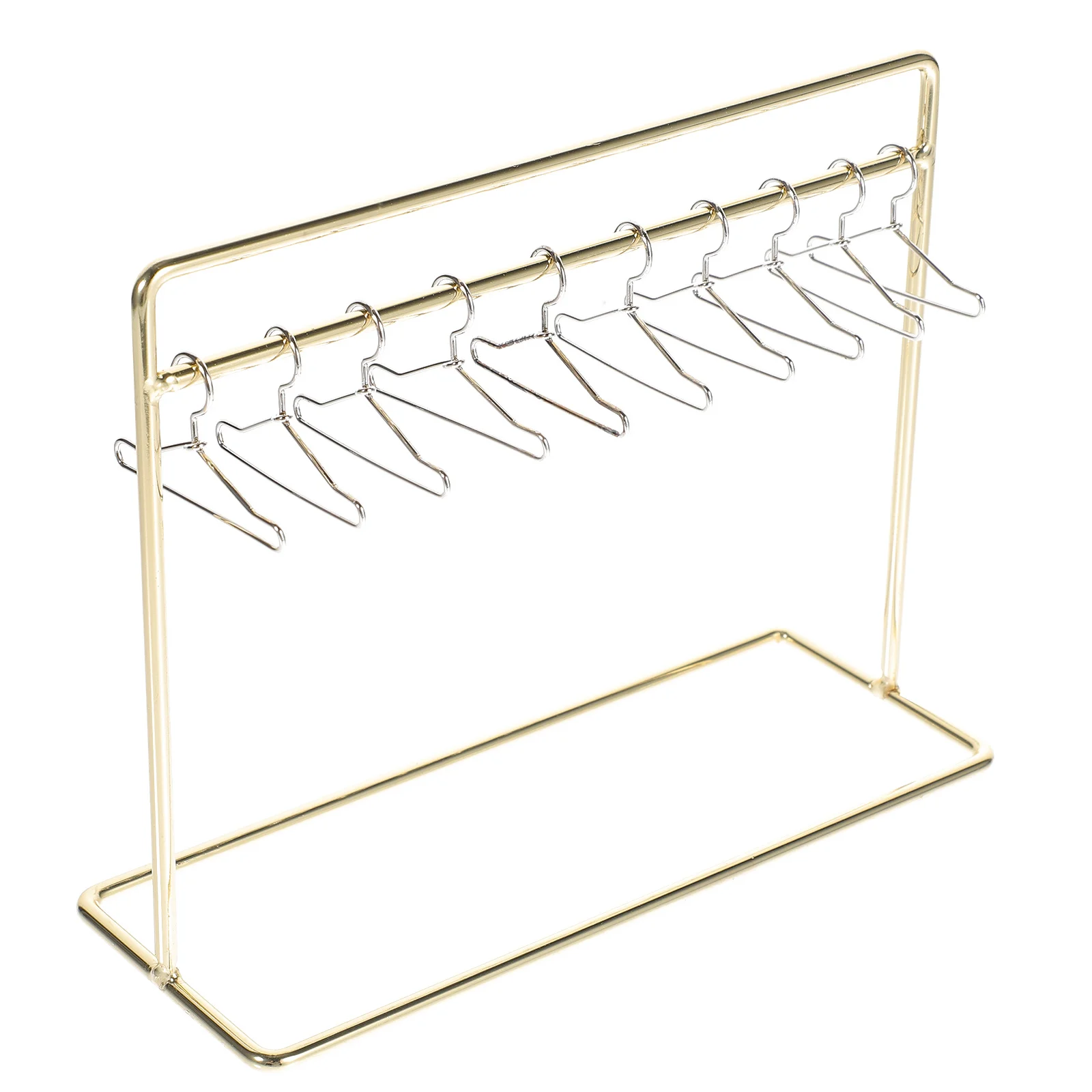 

1Set Mini Clothes Hangers Sturdy Iron Garment Rack for Clothes Display Nursery Dollhouse Accessories Organizer