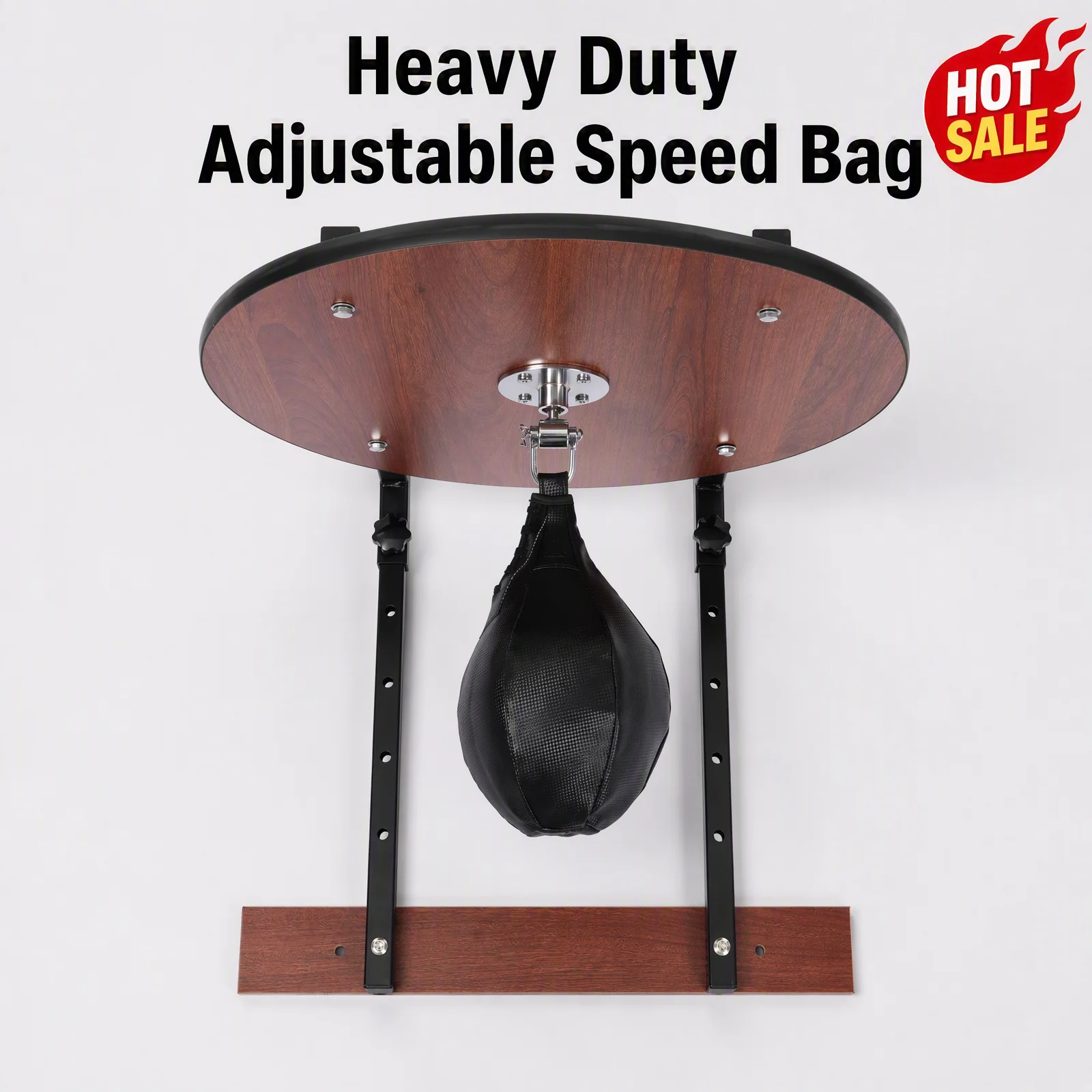 Heavy Duty Boxing Speed Bag Adjustable Height, Speed Ball for Punching Reaction, Hand-Eye Coordination Training, Steel Construction, Anti-Rust, Wall Fixation System
