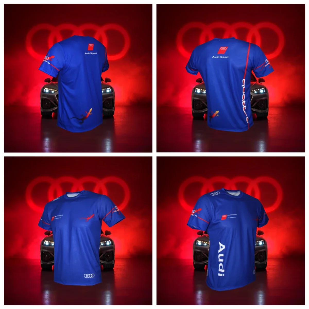 

Moto New Popular Audi Racing Shirt Crew Neck T-shirt 3D Printing Breathable and Comfortable Adult Sports Short-sleeved Top