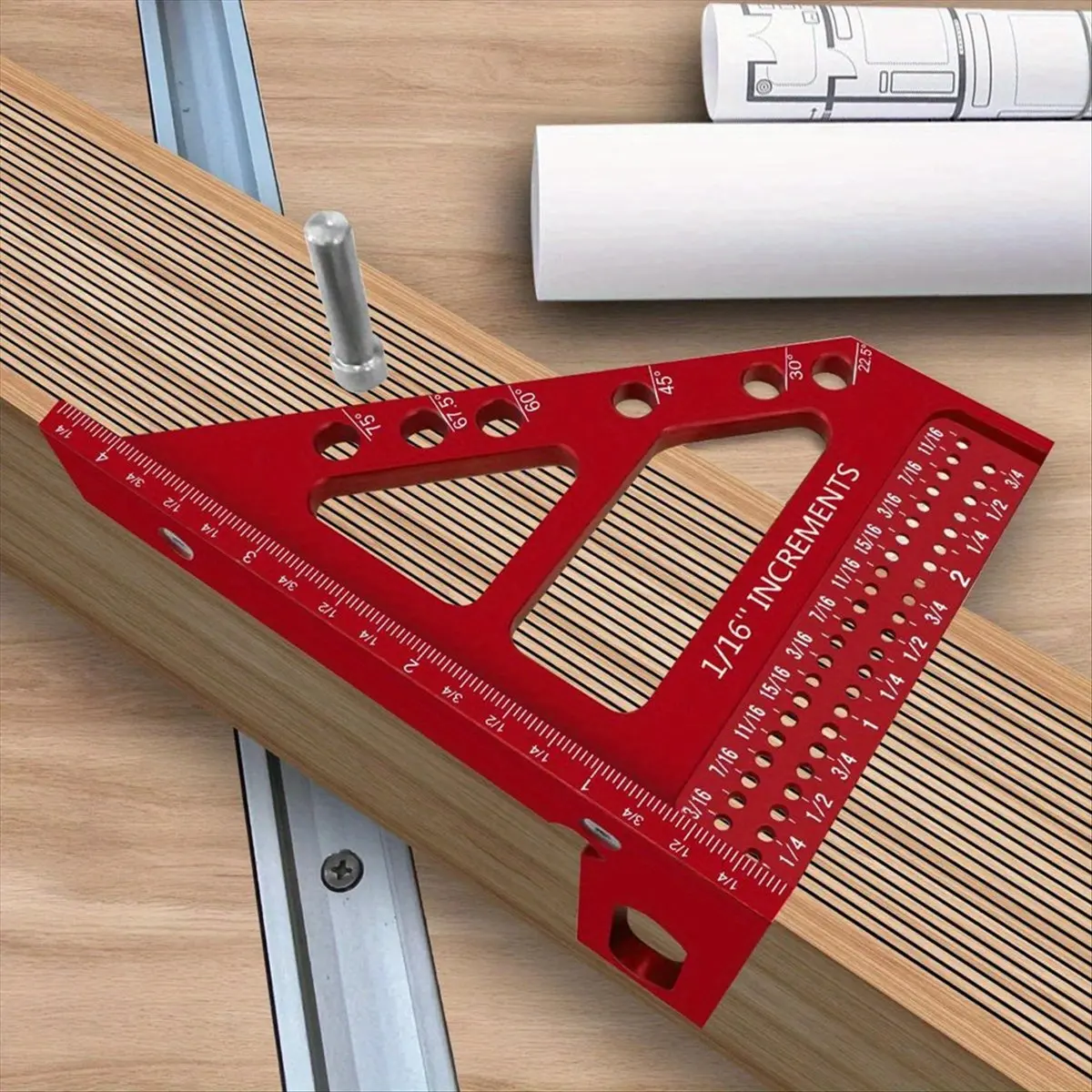 Need Aluminum Miter Triangle Ruler - 3D Multi-Angle Woodworking Square Protractor - Enhanced Hole Scriber - High Accuracy B