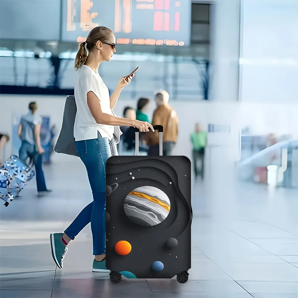 

1PC Abstract Cartoon Cosmic Print Luggage Cover for luggage sizes 18 – 32 inches; dust and elastic travel accessories to effe