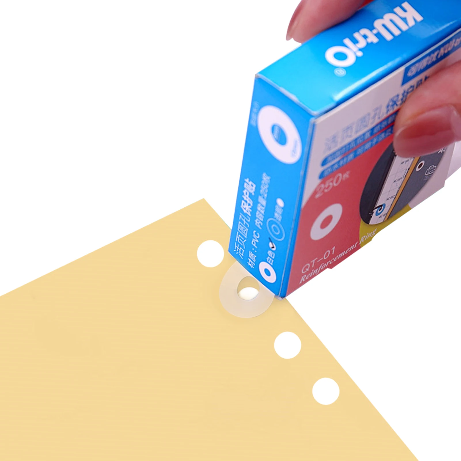 KW-trio Loose-Leaf Paper Hole Reinforcement Labels Round Stickers Self-Adhesive Hole Punch Protector for Office School Home