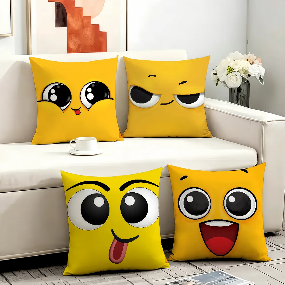 Cute Emotional Expressions cushion cover Anti-dustmite Sofa Cushion Decorative Office Cover Lounge Area Indoor & Outdoor Use