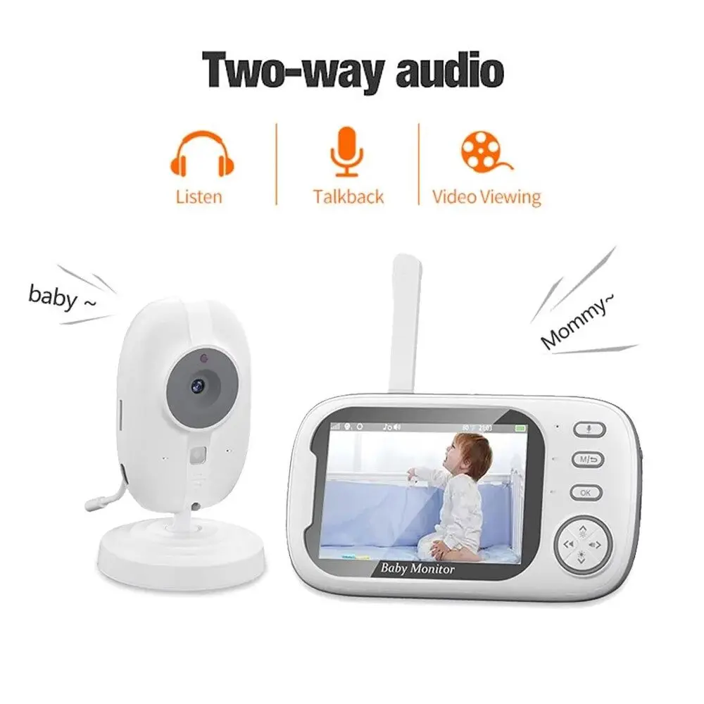 

3.5 Inch Wireless Video Baby Monitor Temperature Monitoring with Lullabies Baby Nanny Security Camera 2 Way Audio Talk