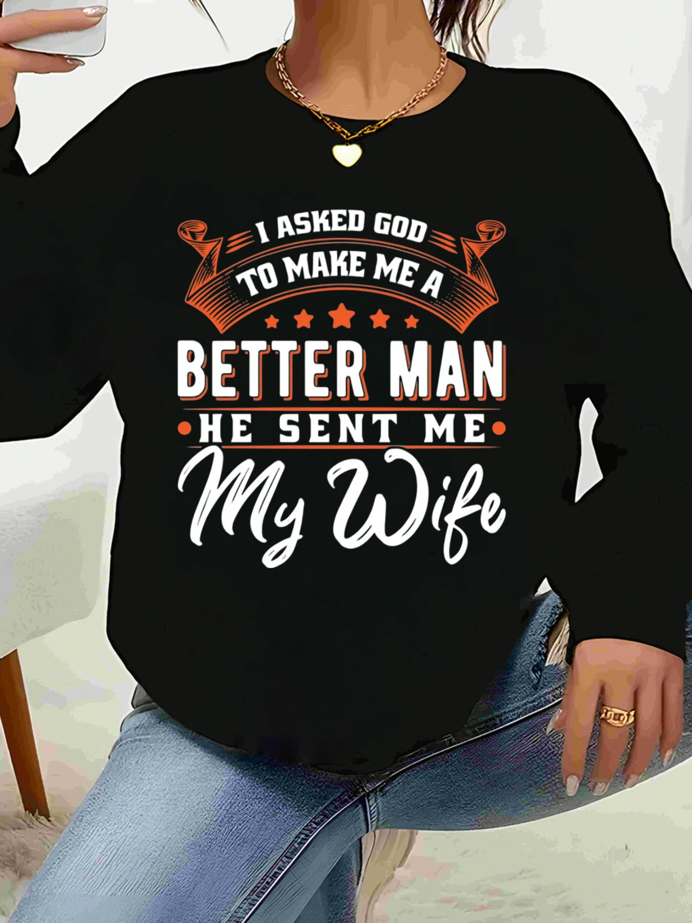 

Рубашка с длинными рукавами «Все переехали меня» с изображением моей жены на нью; Очень подходящий подарок для женщины