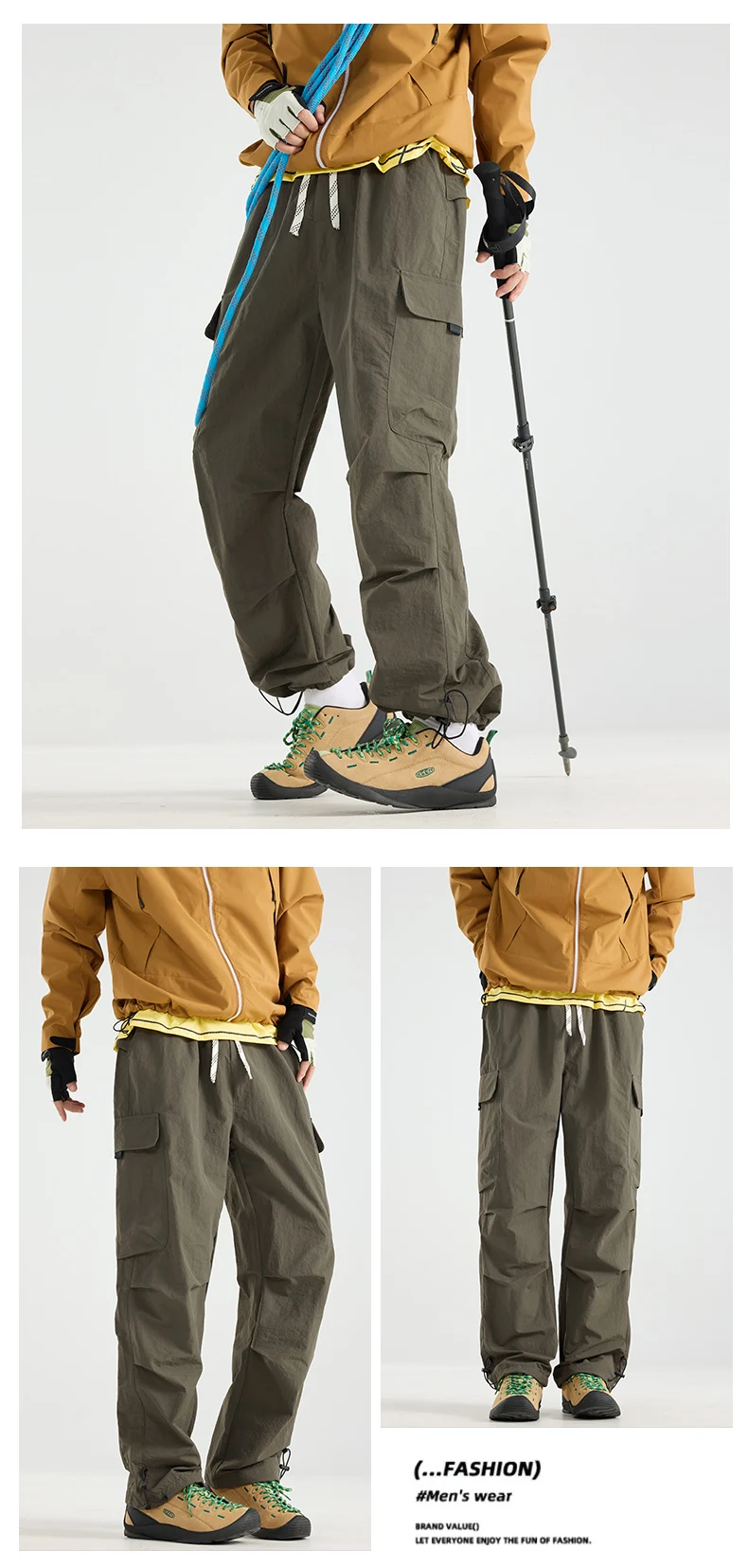 CHRLCK Wasserabweisende Wanderhose für Herren, kratzfest, modische Cargohose, atmungsaktive Hose, Angel- und Campinghose – Detail 11