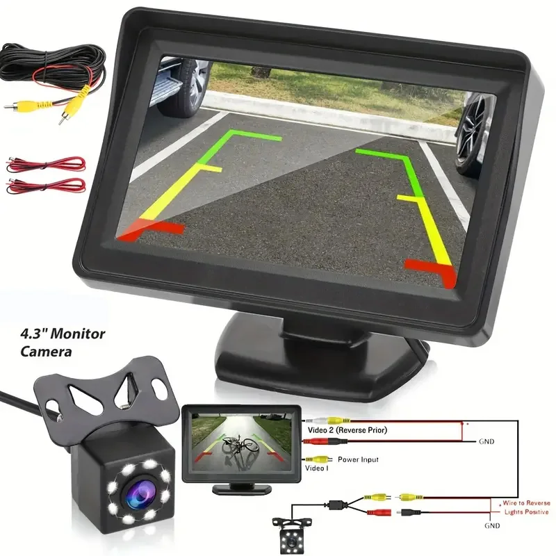 Easy Installation Universal 4.3Inch Monitor Screen Reversing Rear View Camera for Car Parking Parking System Camera for Vehicle