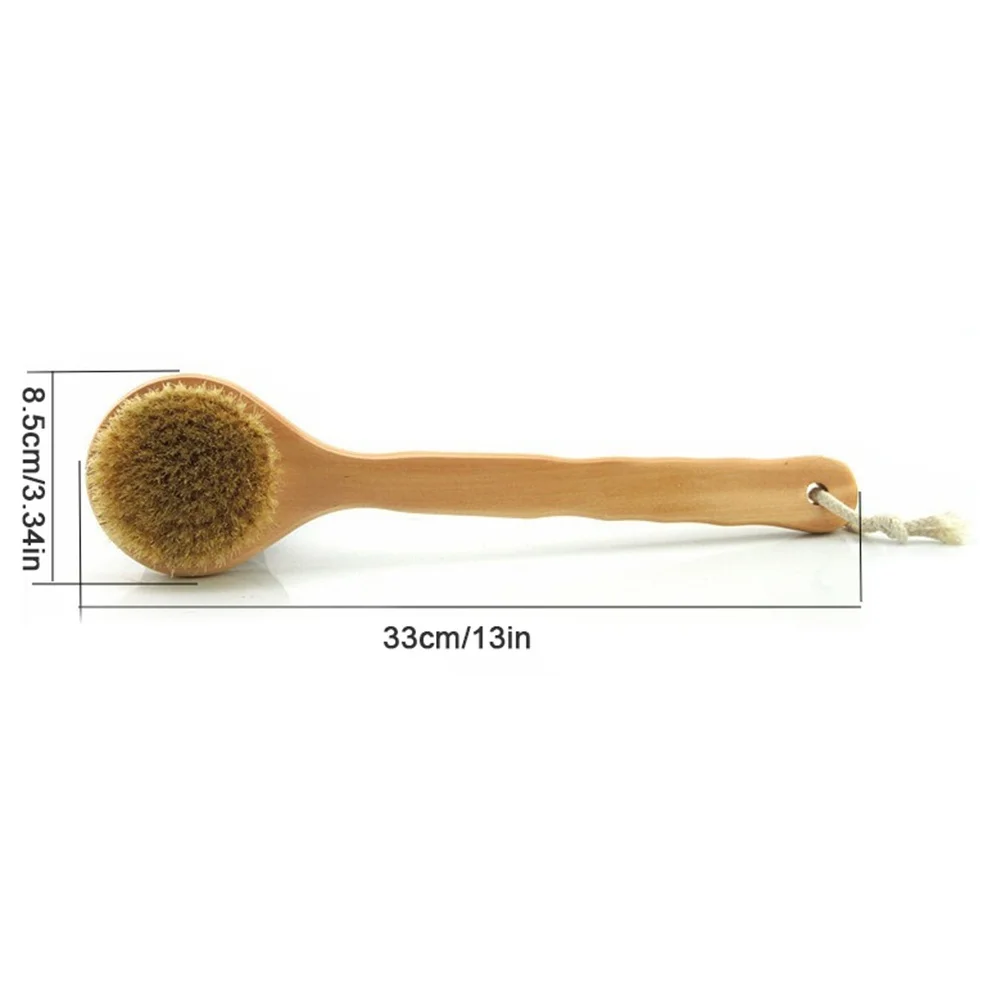 Long Handle Bath Brush Exfoliating Beauty Body shower Brush Portable SPA Massage Woman Man Skin Care Dry Body Wooden Brush