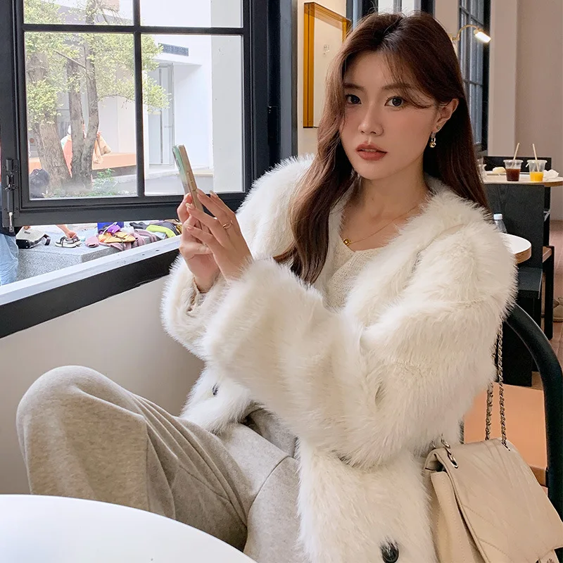 2023 Autumn/Winter New Fox Fur Imitation Fur Coat Women's One Piece Korean Version Young Mink Mink Coat