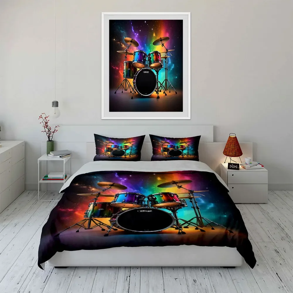 Rainbow Drum Set for Performance Multiple sizes kid's and adults' bedroom Exquisite 3PC bedding set, gift