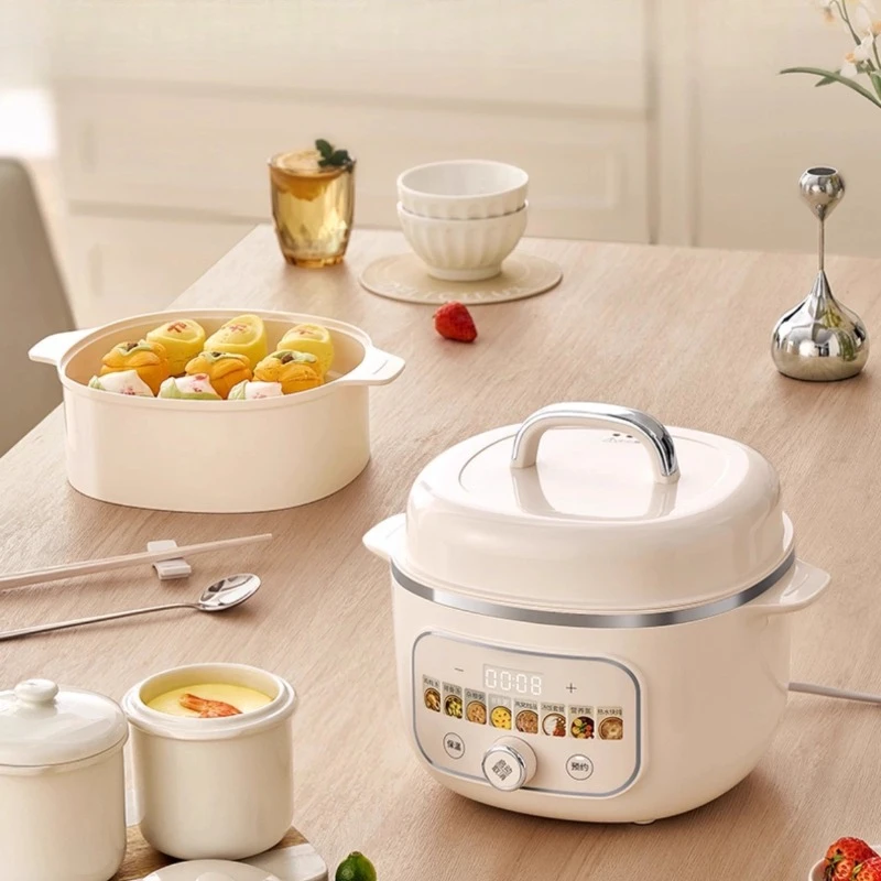 

Электрическая кастрюля 2,8 л, многофункциональная керамическая плита с 3-мя кастрюлями, PTC, низкий уровень шума, нагрев, антибактериальная корзина, умный дисплей меню