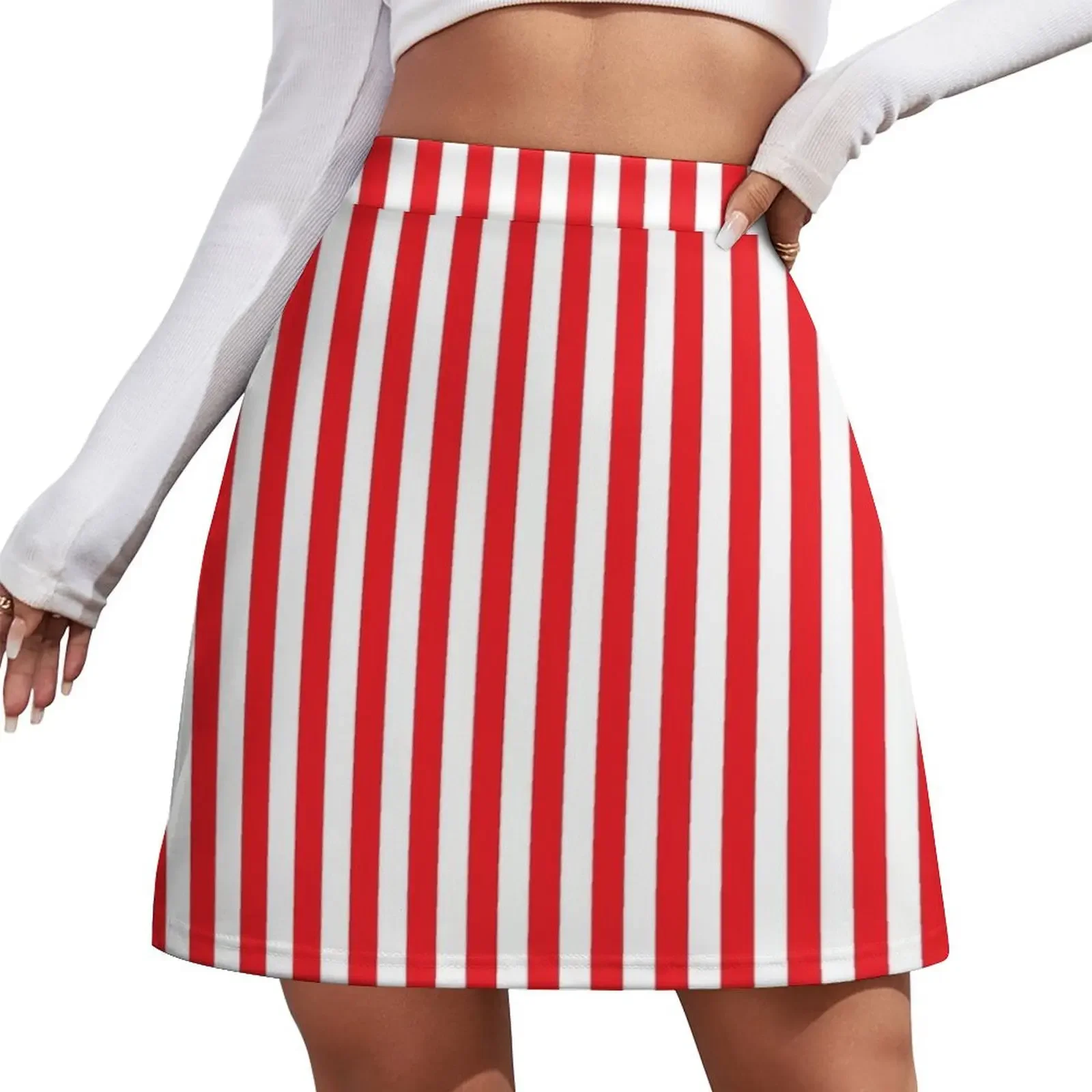 

RED WHITE VERTICAL STRIPE Mini Skirt dress women's skirt 2025 trend summer outfits for women 2025 skirts for womens Mini Skirt