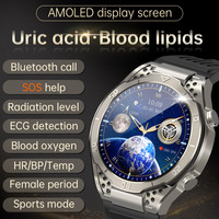 JA01 Bluetooth Call Smart Watch Men AMOLED Display ECG SpO2 Blood Glucose Pressure Lipids Body Temperature Monitor Smartwatch