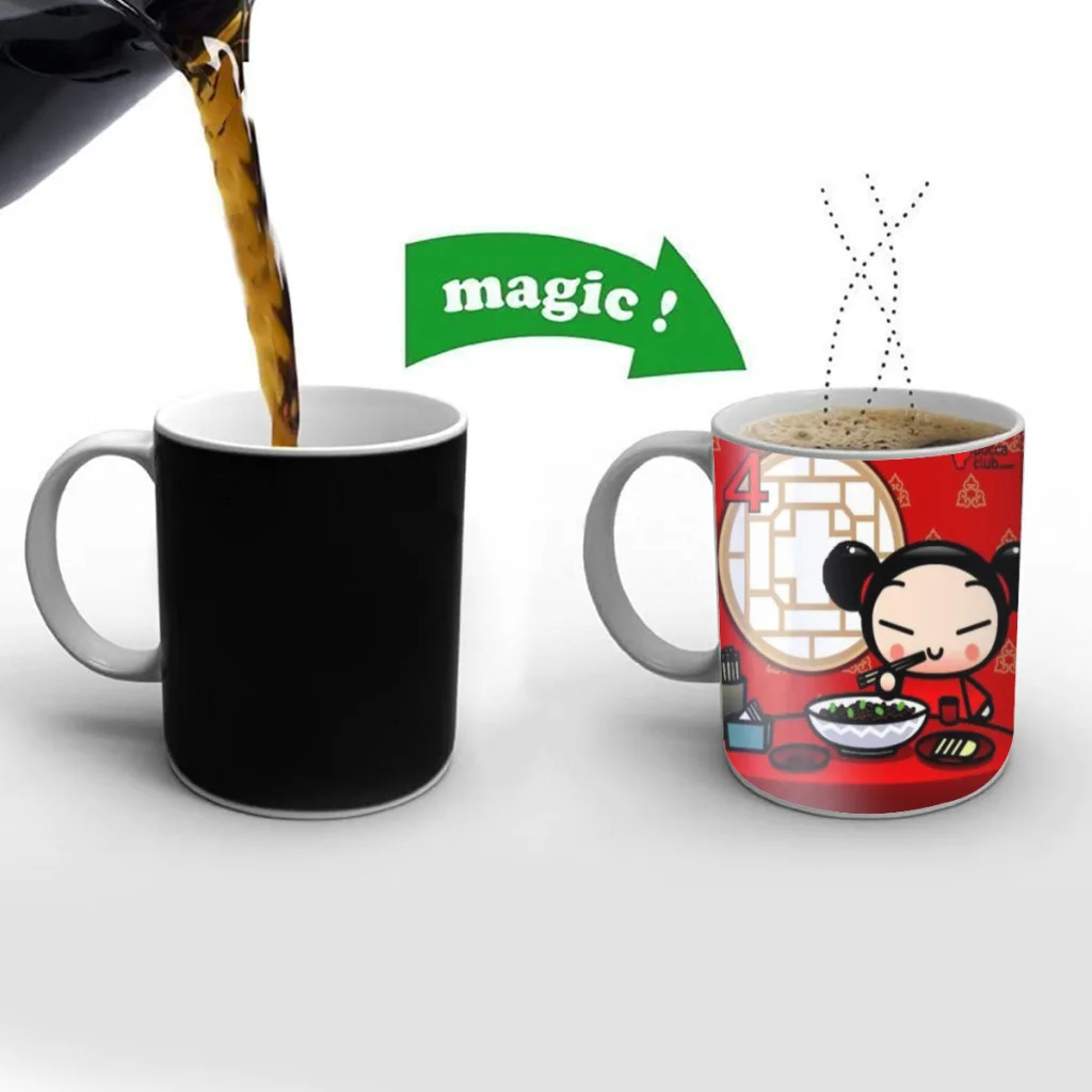 Cute Cartoon Pucca Garu Free shipping Coffee Mug Creative Ceramic Changing Color Travel Tea Cup Boy Friends Gift Mug