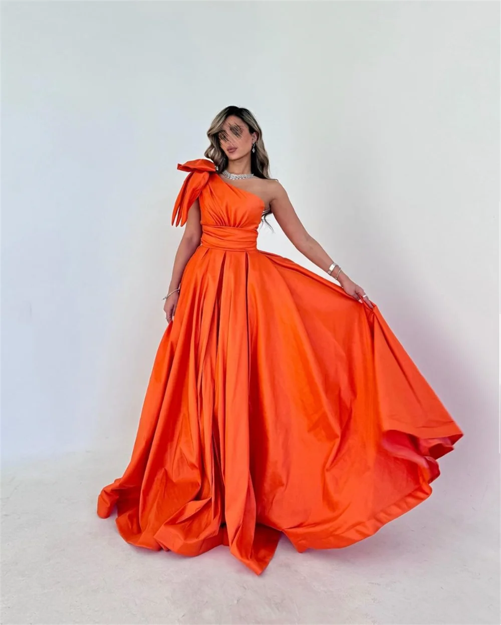 Jessica Orange Prom Dresses Off The Shoulders Evening Dresses Elegant Lady Wedding Dress Party Dresses فساتين حفلة موسيقية