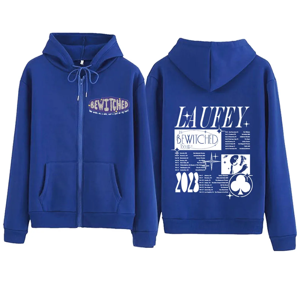 Bewitched Laufey 2024 Rits Hoodie Harajuku Trui Tops Streetwear Muziek Fans Gift V-hals Sweatshirts