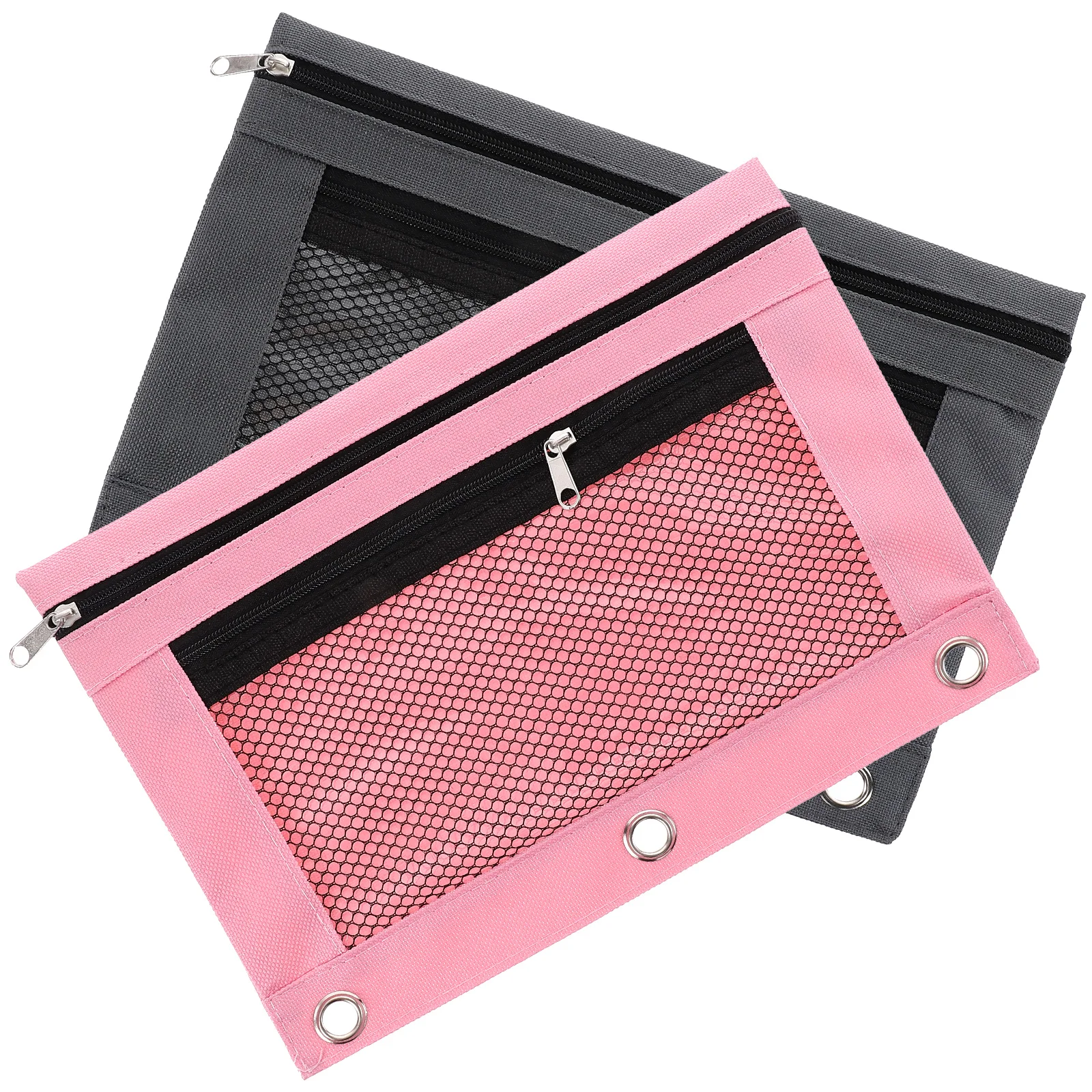 

2 Pcs Binder Double-layer Pencil Bag with Pocket Zipper Pouches Small for Pens Holder Travel