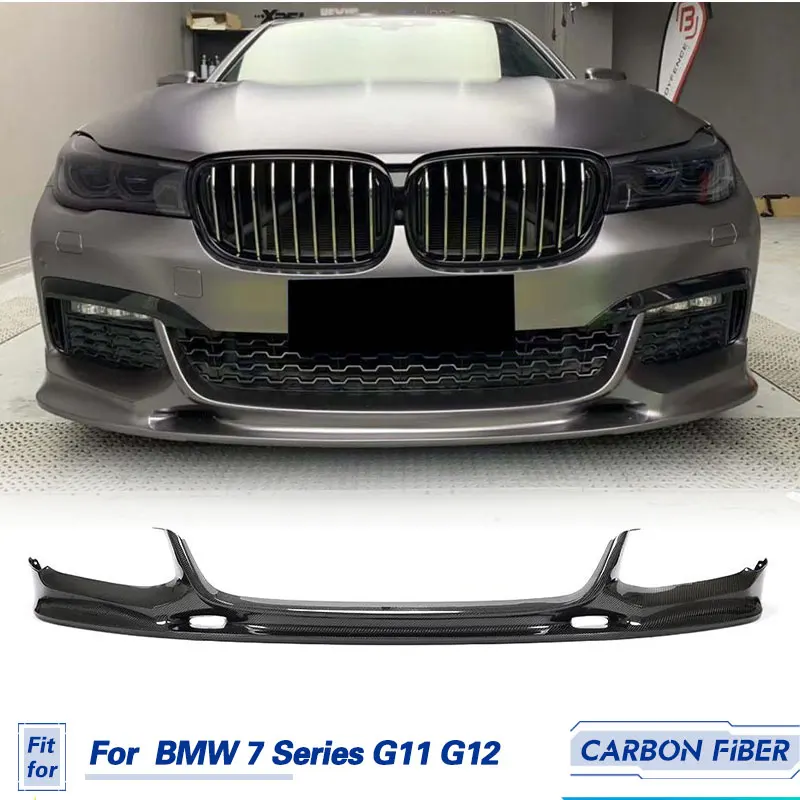 Car Front Bumper Lip Spoiler Carbon Fiber for BMW 7 Series G11 G12 M-Sport Sedan 2016-2018 Front Lip Splitters Chin Apron FRP