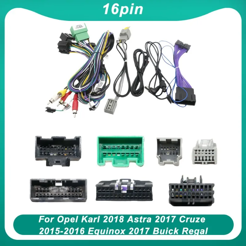 

For Opel Karl 2018 Astra 2017 Cruze 2015-2016 Equinox 2017 Buick Regal 16Pin Car Radio Wiring Harness 2DIN Stereo GPS MP5 Kit