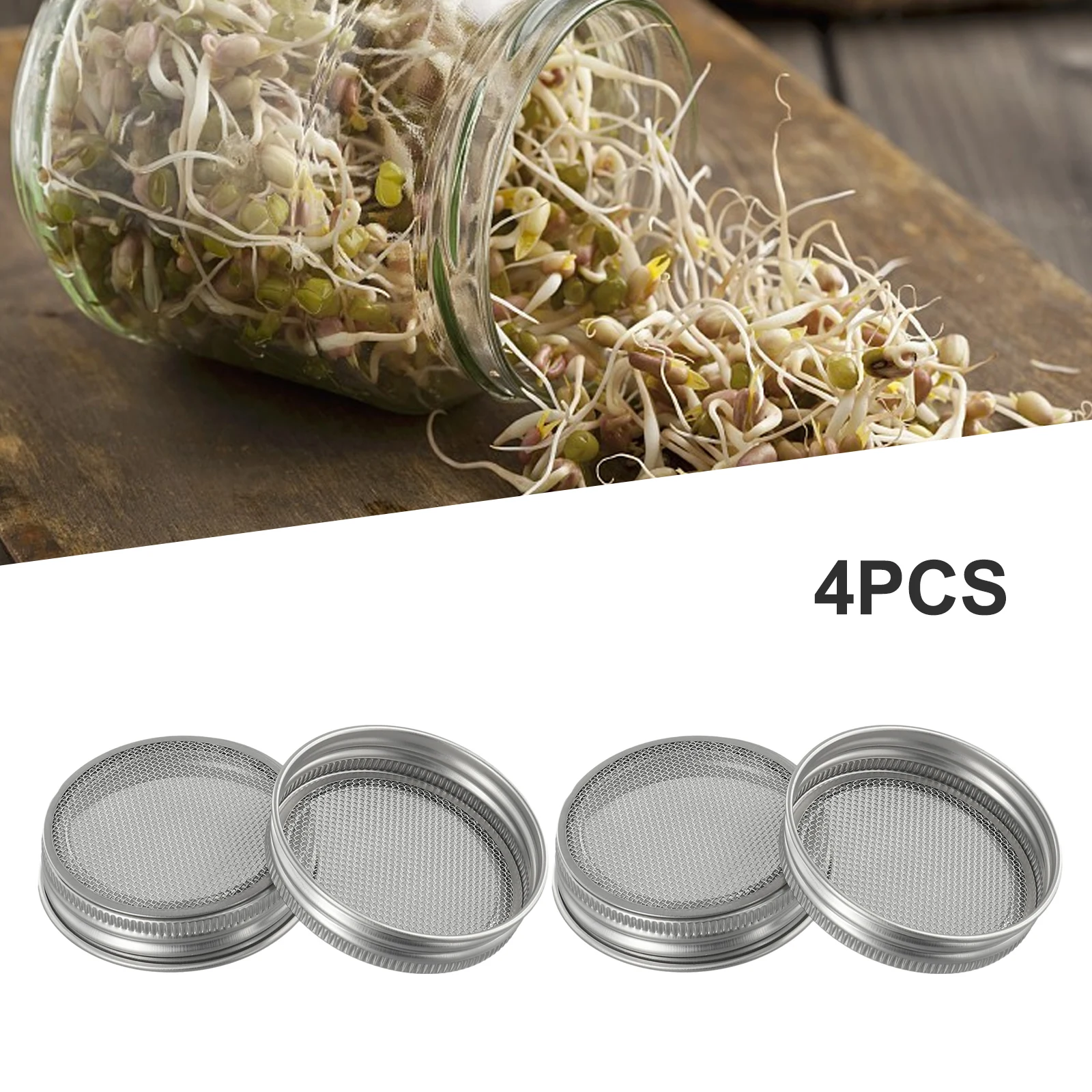 

4pcs 70mm Stainless Steel Strainer Sprouting Cover Lid For Jar Sprout For 70mm Wide Mouth Sprout Jars Germination Strainer