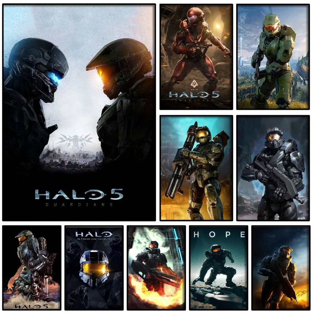 1PC Game H-Halo Cool I-Infinite Poster Self-adhesive Art Waterproof Paper Sticker Coffee House Bar Room Wall Decor